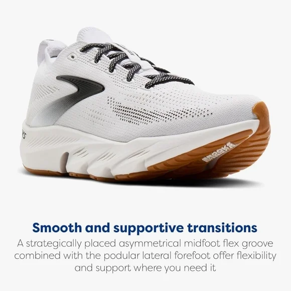 Brooks Men’s Glycerin Flex Neutral Running Brooks White and Black Athletic Shoes - Picture 4 of 9